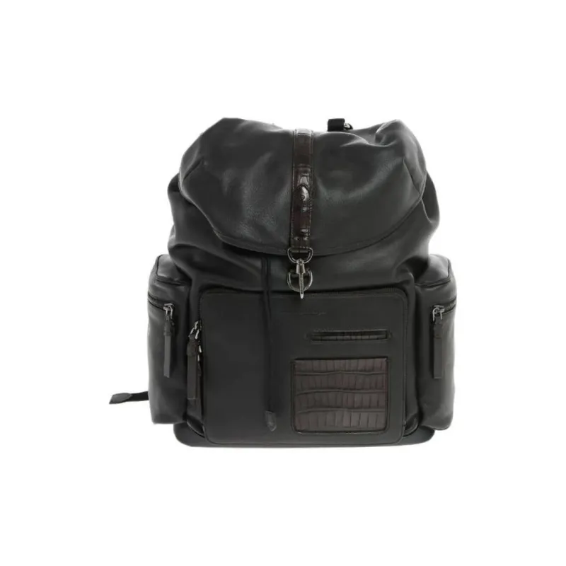 Zegna Leather Backpack Women's Black-0