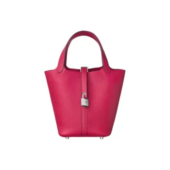 HERMES Picotin Lock Clemence Bullock Leather Basket Bag Handbag Bucket Bag Women's I6 Rose Extreme Extreme Pink