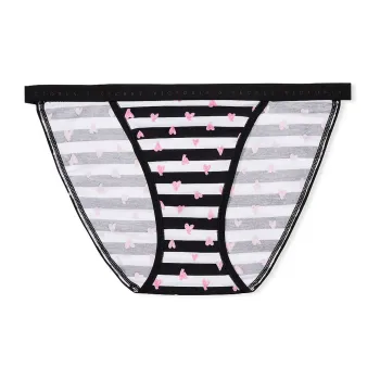 Victoria's Secret Stretch Cotton String Bikini Panty/B & W D H S Underpants Women's 1 Pack Black And White Graffiti