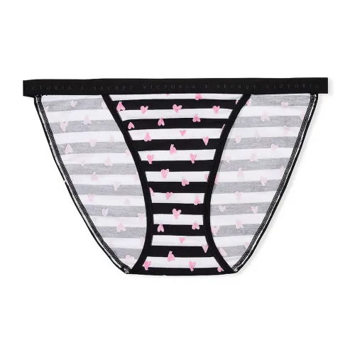 Victoria's Secret Stretch Cotton String Bikini Panty/B & W D H S Underpants Women's 1 Pack Black And White Graffiti