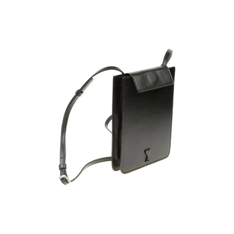 AMIPARIS Cow Leather With Cotton Shoulder Bag Crossbody Bag Wallet Card Holder Men's Black-1