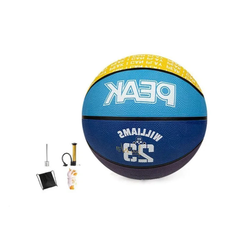 PEAK Rubber Basketball Purple Blue Yellow Size 7 Training Match Unisex-4