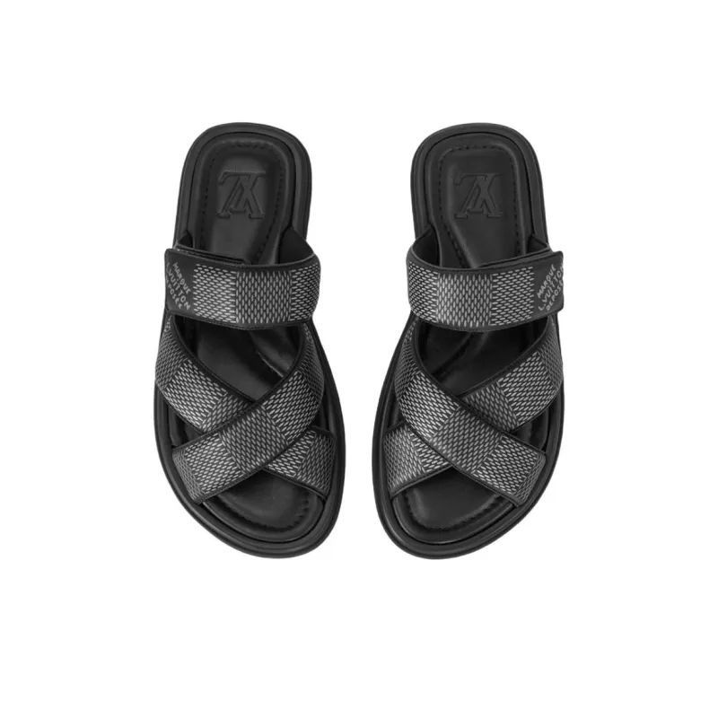 LOUIS VUITTON Slip Resistant Slide Slippers Men's Black-4