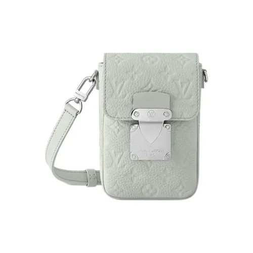 LOUIS VUITTON Embossed Leather Shoulder Bag, Crossbody Bag Mini Men's Gray Green