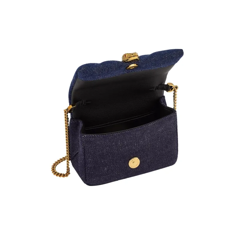BVLGARI Serpenti Cabochon Denim Fabric Shoulder Bag Crossbody Bag Mini Women's Blue-2