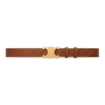 CELINE Cow Leather Leather Belts Men's Brown Width: 3cm