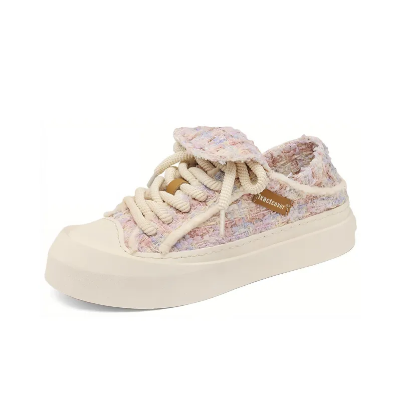 1xact Cover Skateboard Shoes Women's Low Top Youthful Pink/Cute Yellow/Light Beige-1