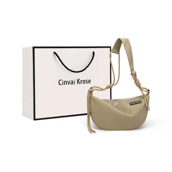 Simvay Clos Fabric Crossbody Bag Unisex Khaki/Black