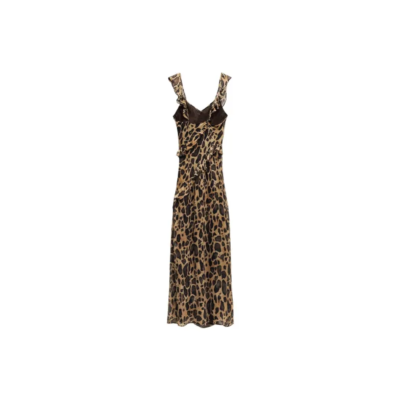 ZARA ZW Series Slip Dresses Women's Leopard Print-1