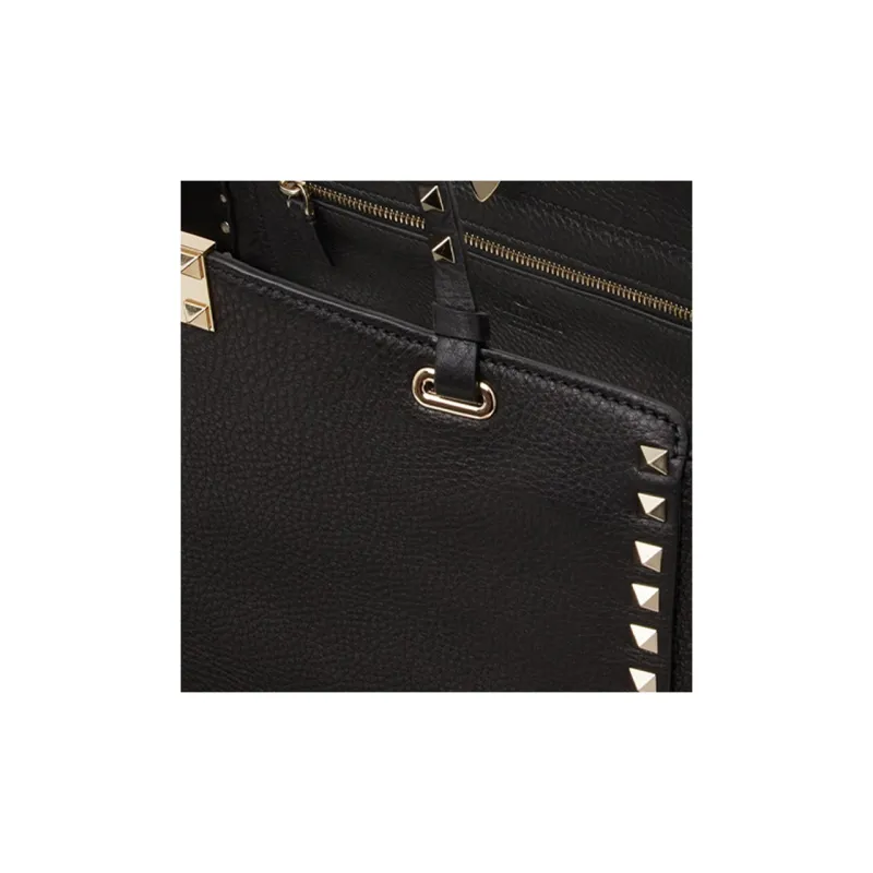 Valentino ROCKSTUD Grain Calfskin Handbag, Shoulder Bag, Crossbody Bag, Handbag Medium Size Women's Black-6
