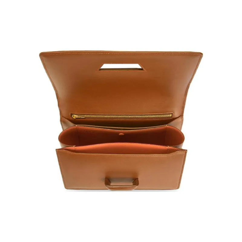 LOEWE Barcelona Silk Calfskin Handbag Shoulder Bag Crossbody Bag Women's Brown-3