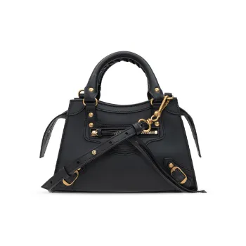 Balenciaga Calfskin Clutch Bag Over The Shoulder Mini Women's Black