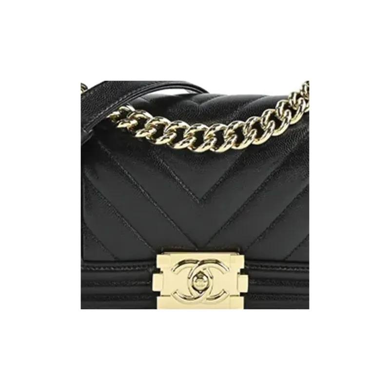 CHANEL Leboy Grain Embossed Calfskin Portable Crossbody Bag, Shoulder Bag Trumpets Women's Black-4