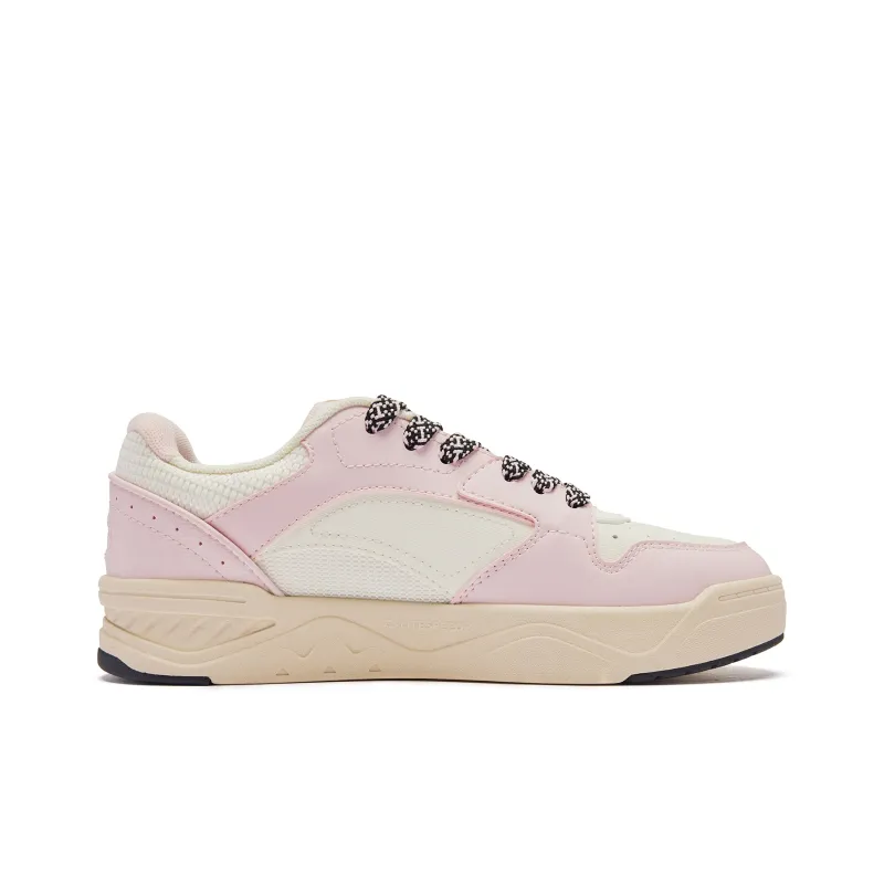 QIAODAN Sea Salt 2.0 Height Increasing Wear Resistant Slip Resistant Low Top Skateboard Shoes Women's Ivory Frost Pink-1