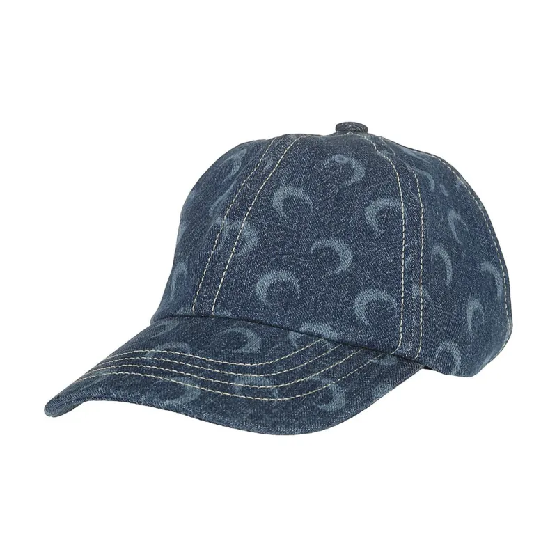 Marine Serre Cotton Baseball Caps Unisex Blue-0