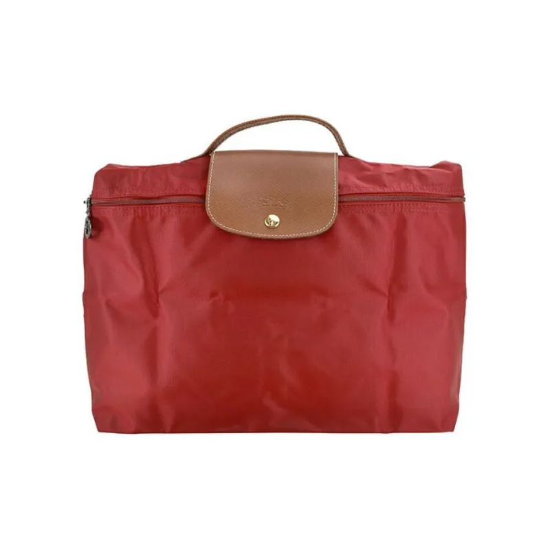 LONGCHAMP Le Pliage Recycled Canvas With Leather Trim Canvas Bag Portable Briefcase Small Size Men's Red-0