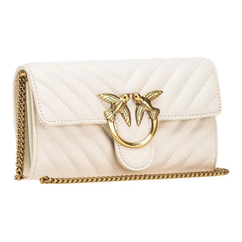 PINKO Leather Crossbody Bag, Shoulder Bag, Wallet Women's White-1