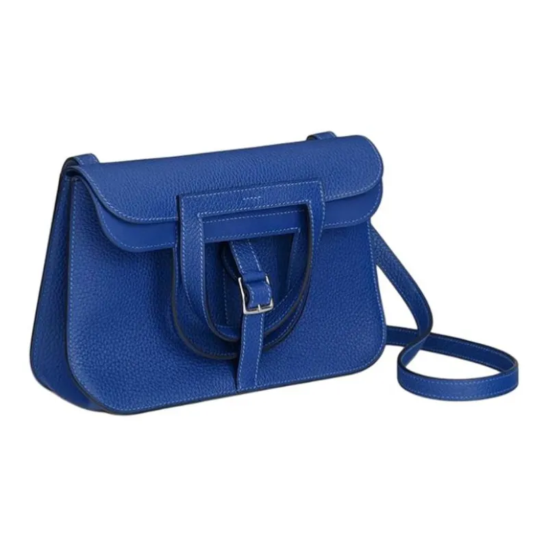 HERMES Halzan Clemence Bullock Leather Horse Shoe Bag Shoulder Bag Crossbody Bag Women's O8 Royal Blue Royal Blue-1