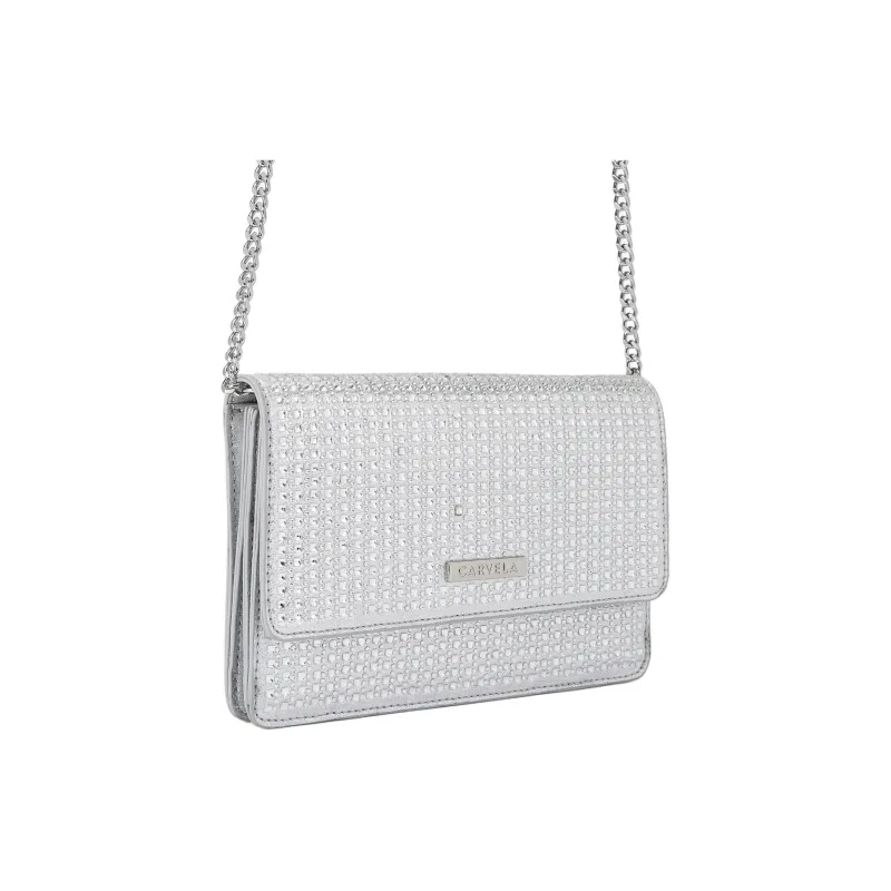 Kurt Geiger London Crystal Object One Shoulder Crossbody Clutches Women's Silver-1