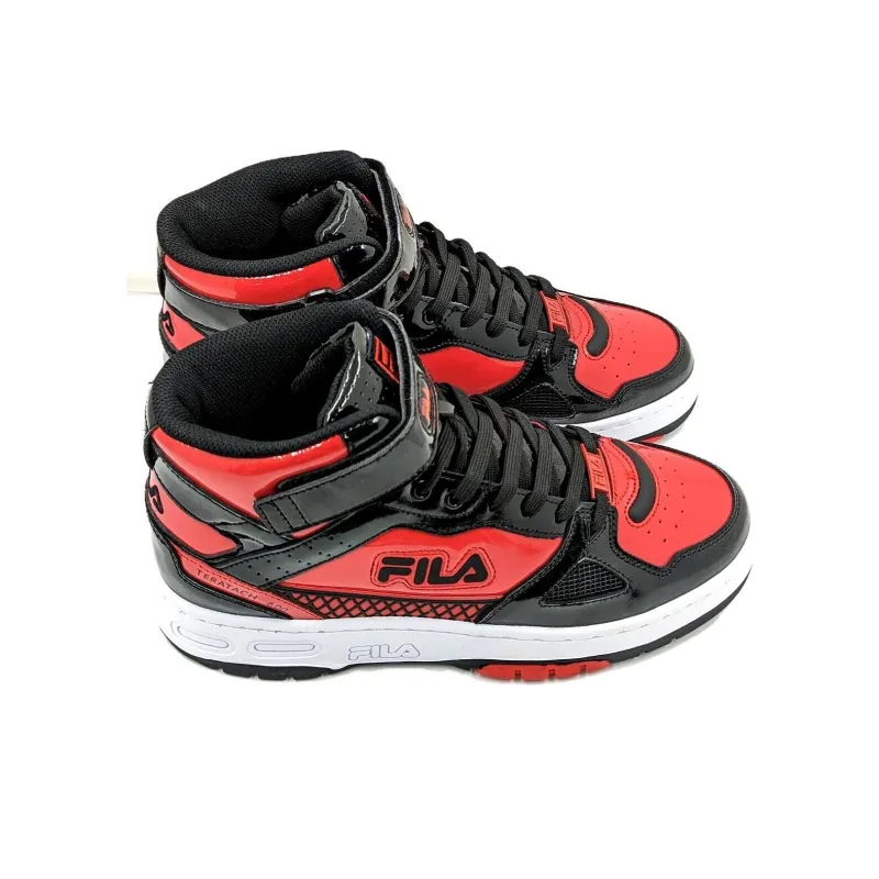 FILA Teratach 600 Durable Breathable High Top Skateboard Shoes Men's Black Red-2