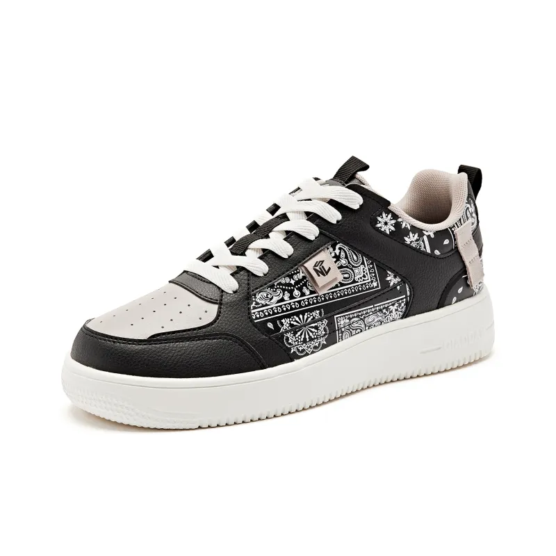 QIAODAN Coverage Slip-Resistant Balance Low-Top Skateboard Shoes Men's Black Smoke Mist-1