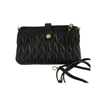 MIU MIU Sheepskin Patchwork With Cow Leather Shoulder Bag Crossbody Bag Women's Black