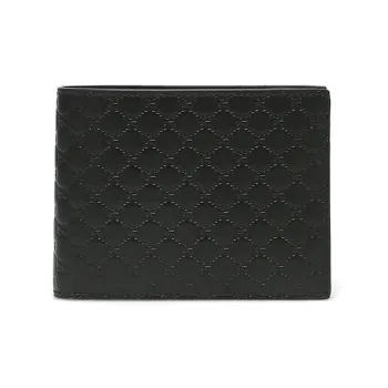 GUCCI Cow Leather Cropped Double Fold Wallet Men's Black