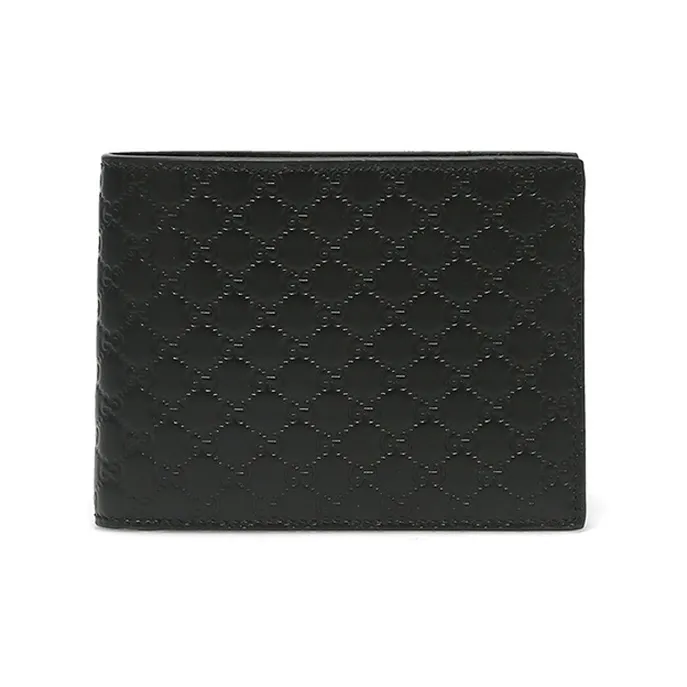 GUCCI Cow Leather Cropped Double Fold Wallet Men's Black-0
