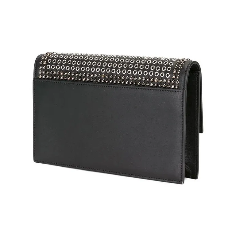 VERSACE Cow Leather Wallet Commute Clutch Men's Black-4