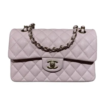 CHANEL Classic Flap CF Grained Calfskin Shoulder Bag Crossbody Bag Small Size Women's Cherry Blossom Pink