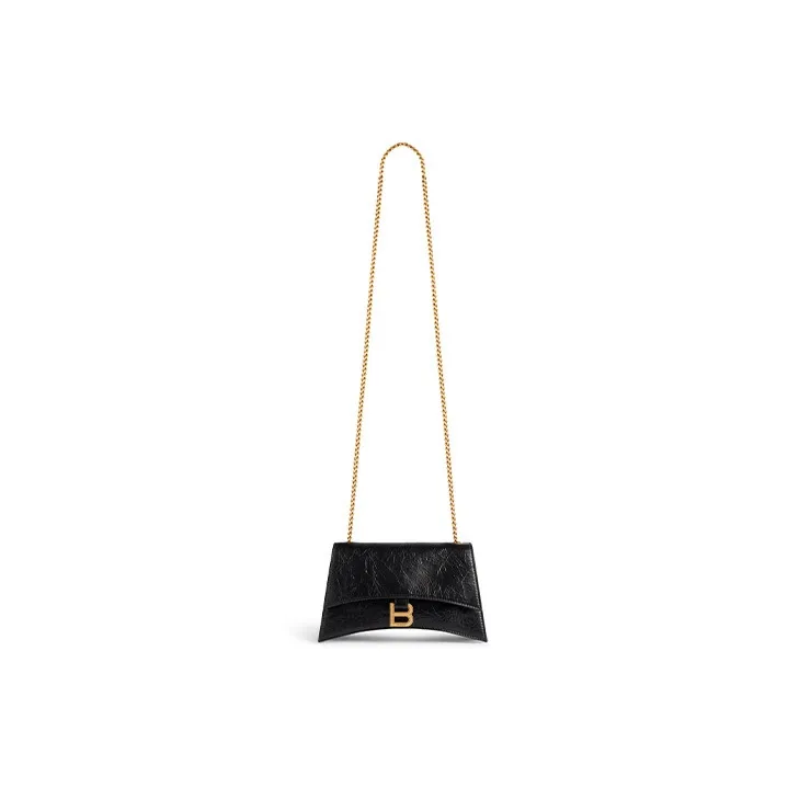 Balenciaga CRUSH Embossed Calfskin Crossbody Bag Shoulder Bag Women's Black-3