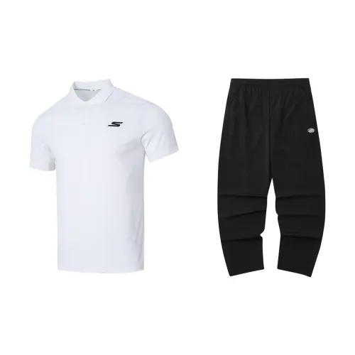 Skechers Casual Sportswear Men Set White Tops+Black Pants