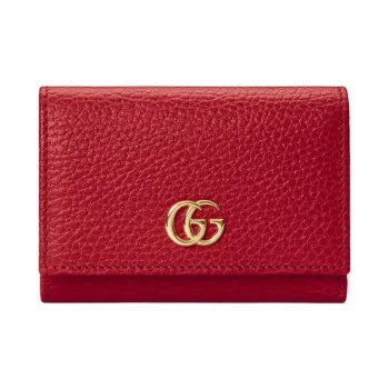 GUCCI GG Marmont Leather Wallet Women's Red
