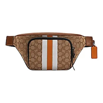 COACH Leather One Shoulder Crossbody Fanny Pack Large Size Men's Caramel Brown