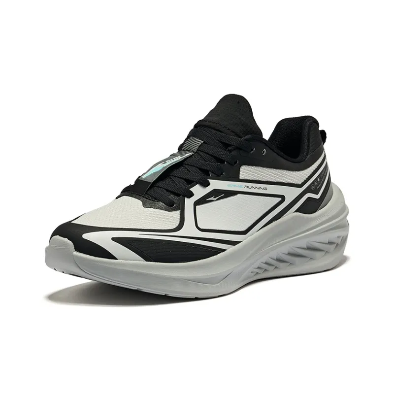 Erke Cushioning Breathable Low Top Running Shoes Men's White Dew Gray Jet Black-2