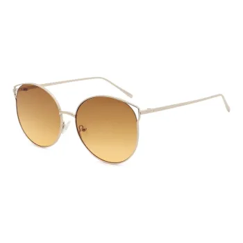 Pair Ponyo Metal Round Sunglasses Unisex Gold