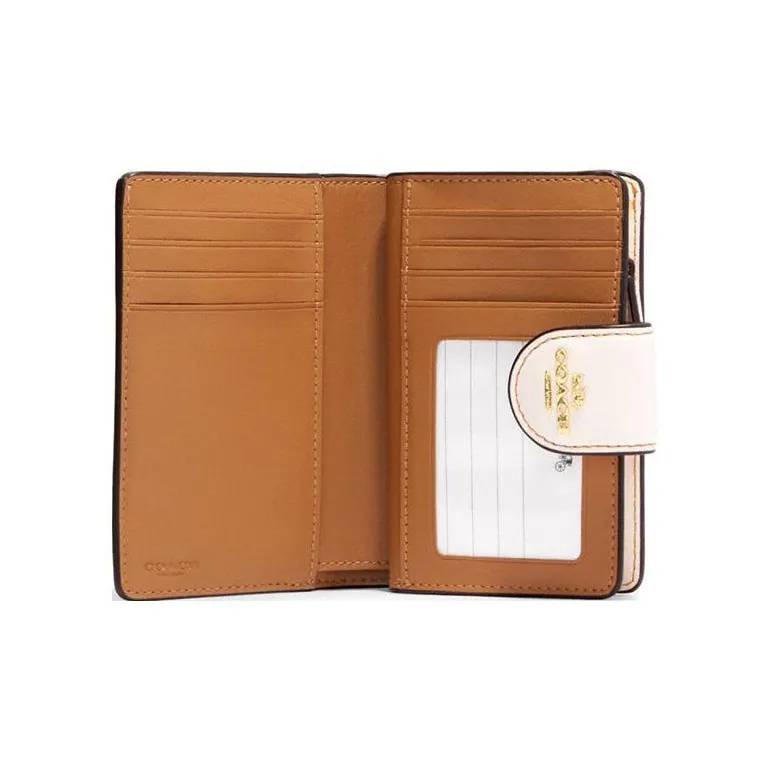 COACH Corner Zip Cow Leather Clutch Wallet Women's Ivory White-3