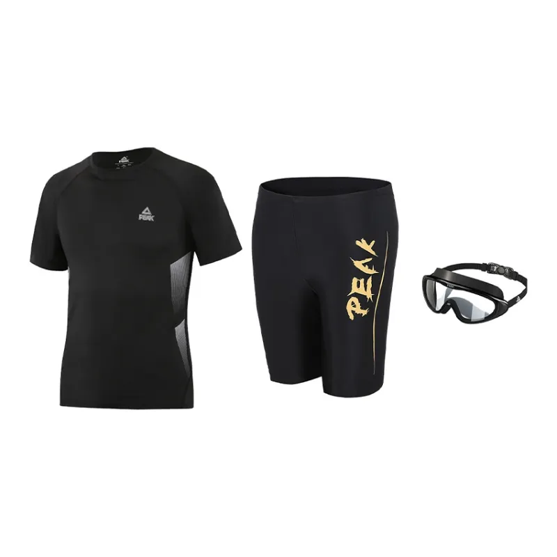 PEAK Swimming Sets Polyester Elastane Pool Men's Black Gold Black Blue-7