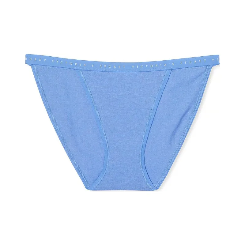 Victoria's Secret PINK Stretch Cotton String Bikini Panty/Blue Bonnet Underpants Women's 1 Pack Blue-0