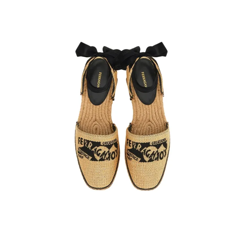 FERRAGAMO Logo-embroidered Raffia Espadrilles-3
