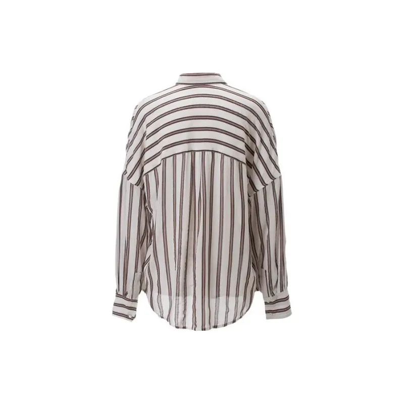 IRO NIGHT Shirt Women's White Base Stripes-1