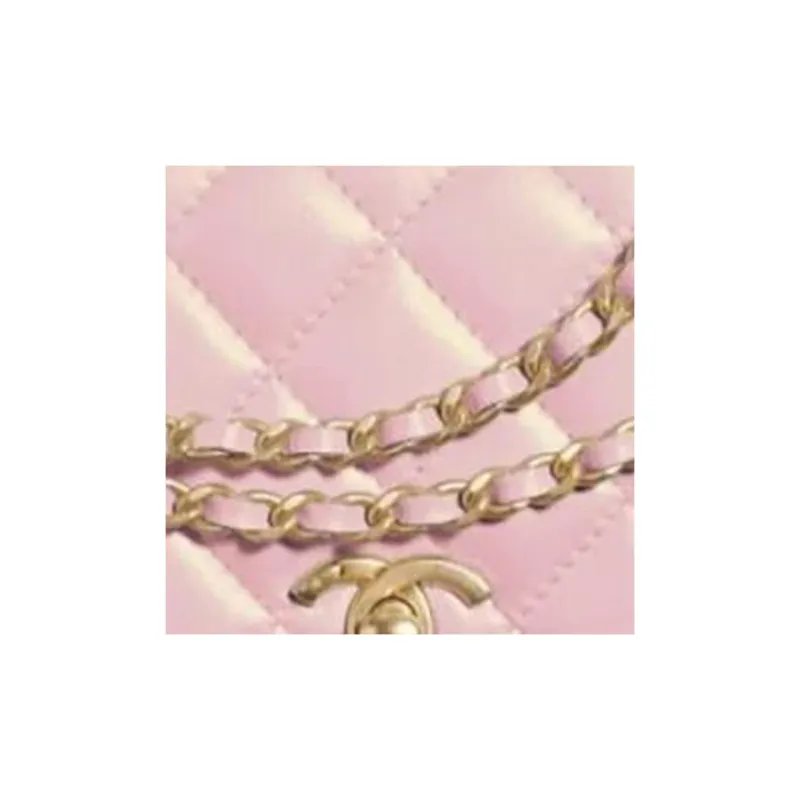 CHANEL Lambskin With Artificial Pearl Shoulder Bag, Crossbody Bag Women's Light Pink-1