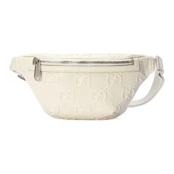 GUCCI Leather Shoulder Bag Crossbody Bag Sling Bag Fanny Pack Unisex White