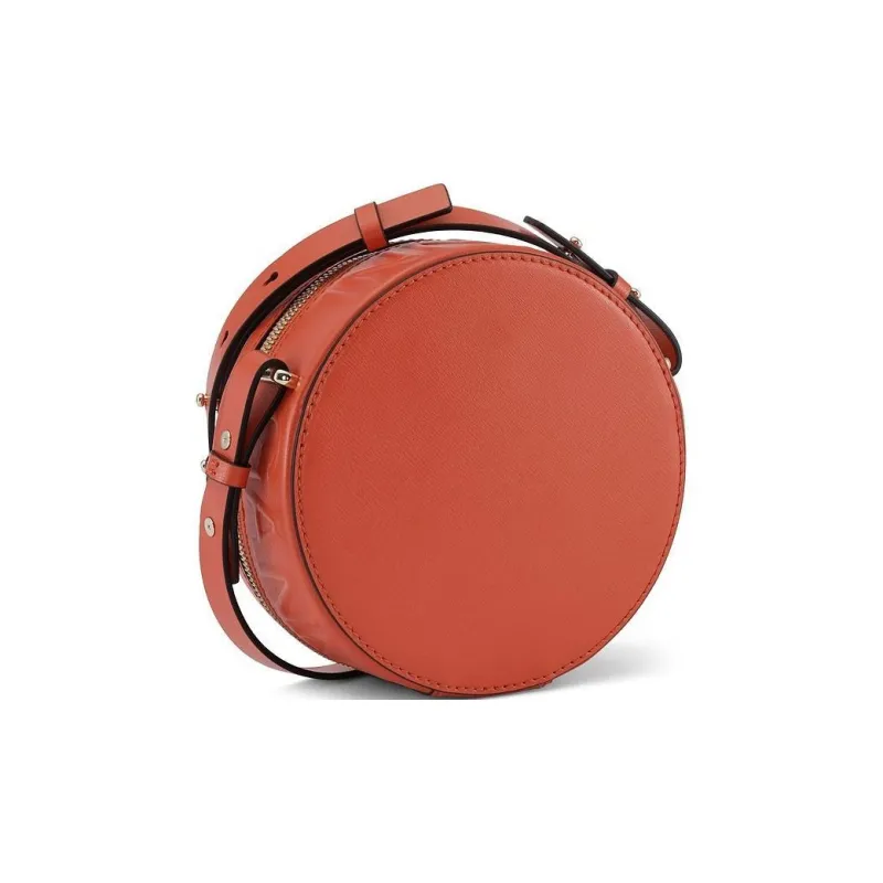GANNI Recycled Material Patchwork Fabric Small Round Bag Wallet Shoulder Bag Women's Red-1