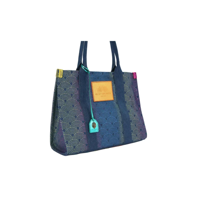 Kurt Geiger London Denim Fabric Canvas Bag Tote Bag Shopping Bag Handbag Large Size Women's Blue-1