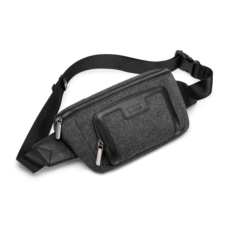FAIRWHALE Oxford With Cow Leather Fanny Pack Regular Men's Dark Gray-5
