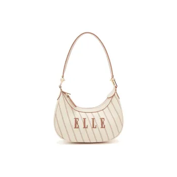 ELLE Leather Pea Crescent Bag, Portable Crossbody Bag, Shoulder Bag Regular Women's White