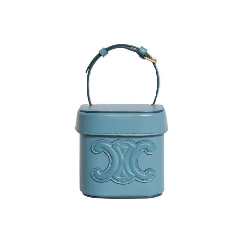 CELINE Smooth Cow Leather Box Bag Shoulder Bag Crossbody Bag Handbag Small Size Women's Denim Blue