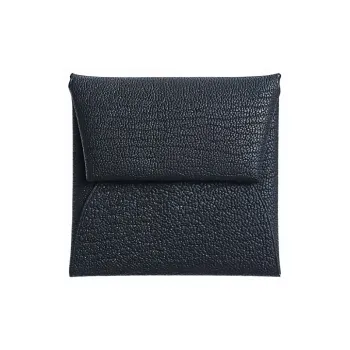 HERMES Bastia Chevre Mysore Goatskin Card Holder, Coin Purse Women's Thorn Sea Blue & Light Purple Red