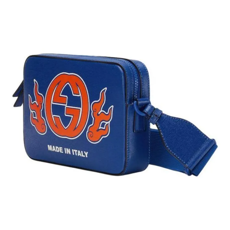 GUCCI Leather Crossbody Bag, Shoulder Bag Men's Blue-1